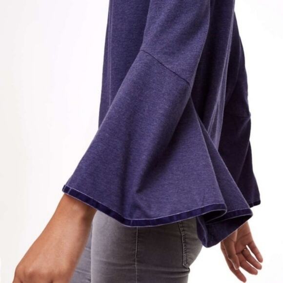 LOFT Velvet Trim Off Shoulder Bell Sleeve Top - Picture 6 of 7